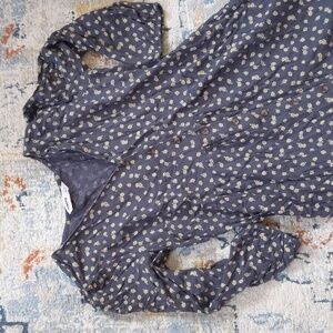 Tiered Button Down Grey Floral Midi Dress